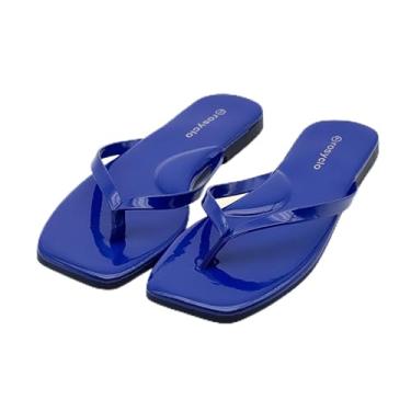 Imagem de Chinelo feminino, bico quadrado, espuma viscoelástica suporte de arco sandálias de verão para mulheres, tendência de couro vegano, leve, macio, confortável, nuvem, chinelos femininos essenciais de