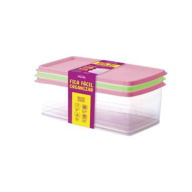 Imagem de Kit 3 Potes Herméticos Retangulares 1,4l Plasvale Variado