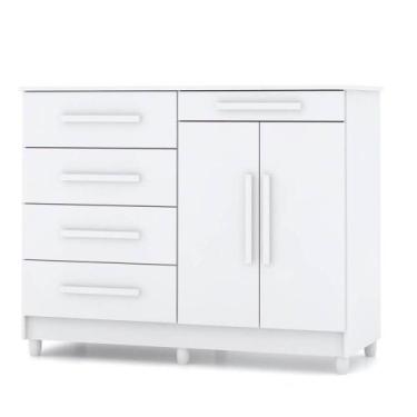 Imagem de Cômoda para Quarto com Sapateira 2 Portas 4 Gavetas Lírio V02 Branco -