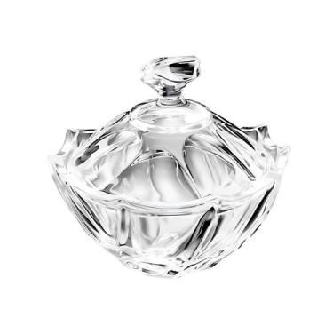 Imagem de Bomboniere De Vidro Transparente Com Tampa 18x17.5cm - Brasino