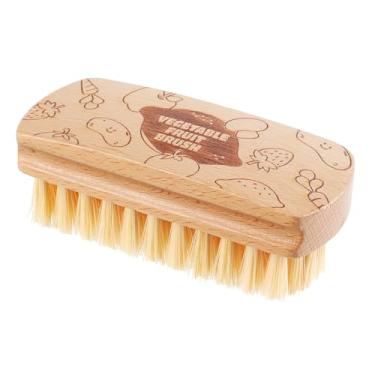 Imagem de Escova de limpeza de vegetais e frutas, cabo de madeira de faia para frutas, vegetais, batata, cenoura, pepino, cogumelos, limpador de lavagem (bege A, 1)