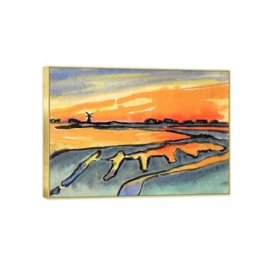 Imagem de Impressão em tela de paisagem pronta para pendurar - pintura de arte de parede famosa - pântano 2-decoração moderna para casa quadro dourado 70 x 100 cm 27 x 39 pol