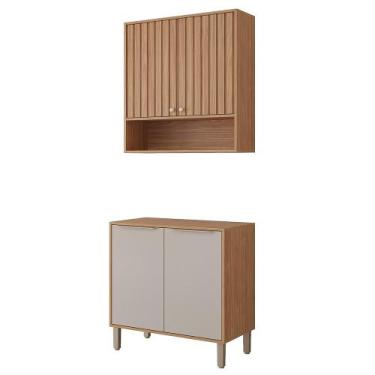 Imagem de Armário Aéreo com Balcão Divina 80 cm Para Cozinha 4 Portas - Loja Doc