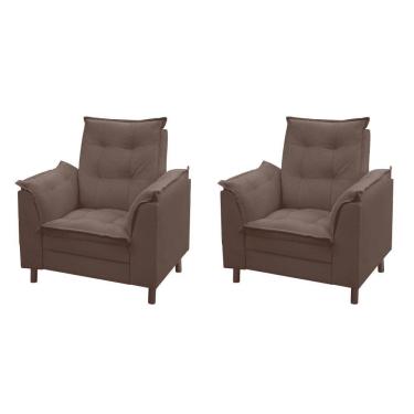 Imagem de Kit 02 Poltronas Isa Escritório Consultório Recepção Suede Marrom - Mabe Magazine