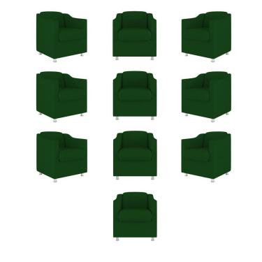 Imagem de Kit 10 Poltronas Decorativa Tilla Consultório Recepção Suede verde