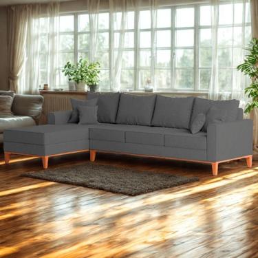 Imagem de Sofá 4 Lugares Beny Com Chaise Esquerdo Suede Cinza