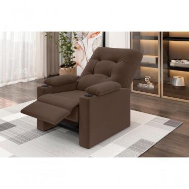 Imagem de Poltrona Columbia Retrátil/reclinável Porta Copos Suede Marrom - Xflex Sofás