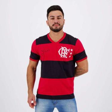 Imagem de Camiseta Braziline Flamengo 81 Zico - Masculina, Preto, Vermelho, G