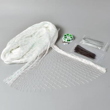 Imagem de VBWSL Rede para pássaros de poliéster branco de 30 x 127 m com malha quadrada de 2,5 cm, rede de telhado de galinheiro forte e durável, protege suas aves de falcões, ótima para jardins, cercas e