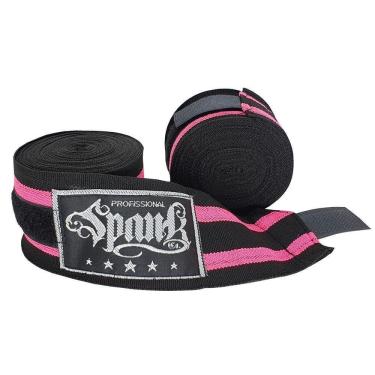 Imagem de Kit 10 Pares Bandagem Elástica Boxe 3Metros - Preto/Rosa