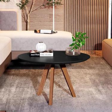 Imagem de Mesa Centro Dubai Redonda Decorativa Sala Estar Pés Madeira - DVC Hous