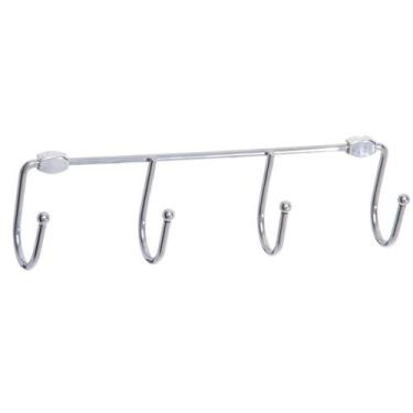 Imagem de Cabideiro Multiuso De Parede Com 4 Ganchos Provador Cromado - MS Arama
