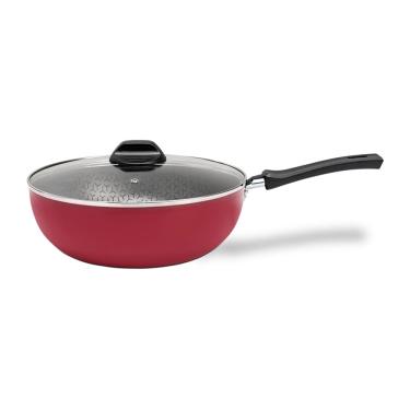 Imagem de Panela Wok Brinox Anis Cabo Baquelite Antiaderente Pro-Flon 4,1L 28cm Tampa de Vidro Bo...