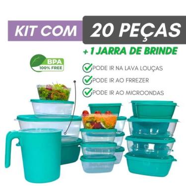Imagem de Pote de plástico Kit 21 peças Vasilhas Com Tampa Depósito para Aliment