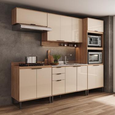Imagem de Armário De Cozinha Completa C Balcão Miami Wave Carraro Off White C Freijó