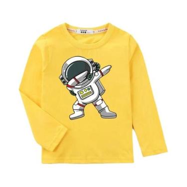 Imagem de Camiseta Infantil De Algodão Com Desenho De Astronauta, Manga Comprida