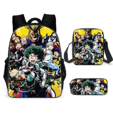 Imagem de Conjunto de mochilas My Heros Academias Anime 3D Print para crianças -