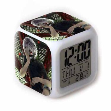 Imagem de Relógio digital LED Tokyo Ghouls Square com função de despertador - yi