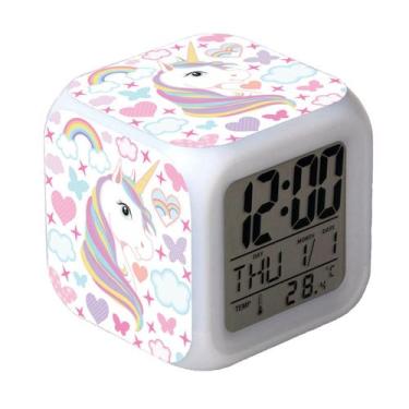 Imagem de Despertador Unicorns Anime Digital LED com mudança de cor - yiweisai