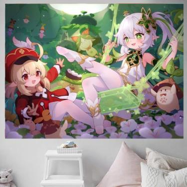 Imagem de Decoração de tapeçaria para pendurar na parede Genshins Impacts Lumine