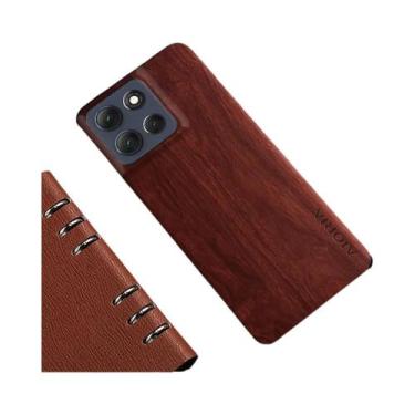Imagem de Capa De Couro Com Padrão De Madeira De Bambu Para Motorola Moto G86 G5