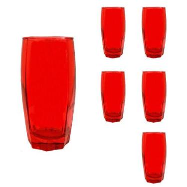 Imagem de Copo Vidro 370ml Florence Glamour jogo c/ 6 Vermelho - CRISTAR