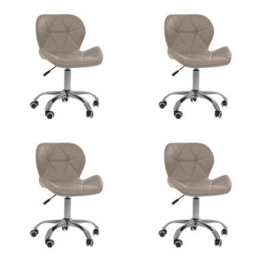 Imagem de Kit 4 Cadeiras Office Eiffel Slim Ajustável Oficial Bege - Oficial Web
