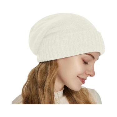 Imagem de Gorro Feminino De Inverno Em Cashmere Com Forro De Cetim, Tricotado, M
