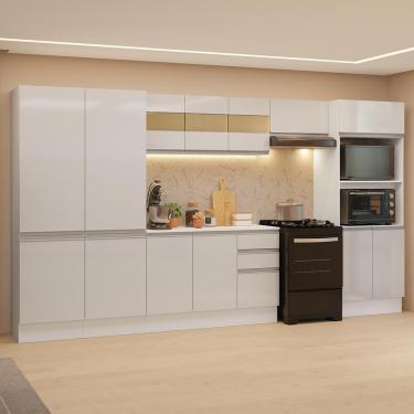 Imagem de Armário De Cozinha Completa 100% Mdf 350cm Smart Branco Brilhante Madesa 01 Branco