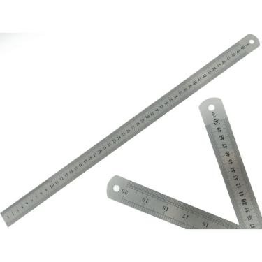 Imagem de Régua Escolar Metal Aço Inox 50cm