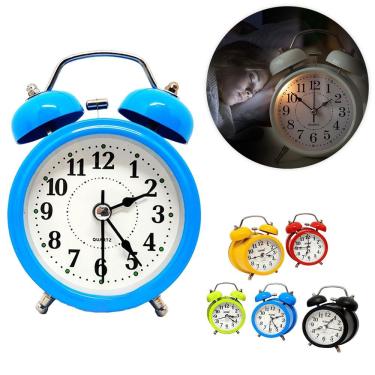 Imagem de Relógio Despertador Analógico 2 Sinos Modelo Antigo Retro Desperte Com Estilo E Nostalgia azul
