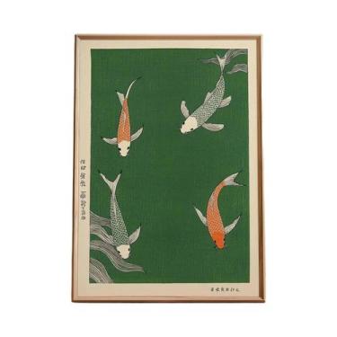 Imagem de Pôster De Arte Em Tela Estilo Asiático Com Tigre Japonês, Peixe Koi, S