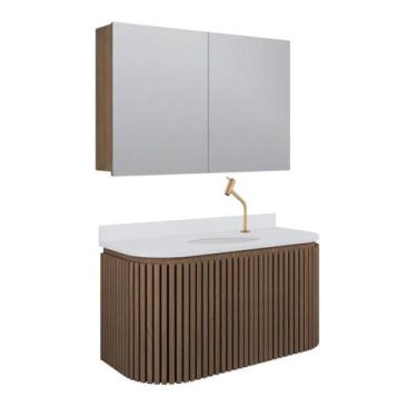 Imagem de Conjunto Gabinete para Banheiro Suspenso Emma 100cm - Venturi, Jequiti