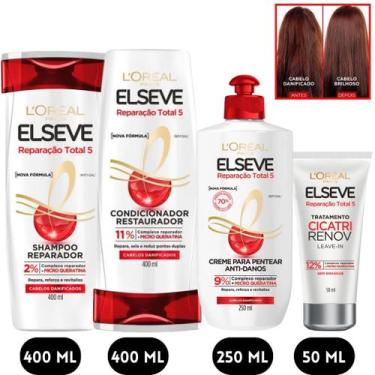 Imagem de Kit Reparação Total 5 Elseve Loreal Paris Leave-In Cicatri Renov Creme