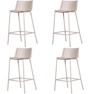 Imagem de Kit 4 Banquetas Ipanema Fratini 86,50 Cm (altura) Em Poliuretano (pu) Base Em Aço Nude