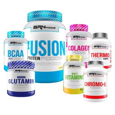 Imagem de KIT Fusion Foods +Colagen+Thermo+Chromo+Multi Vitamins Foods+Glutamina+BCAA-BRNFOODS-Unissex