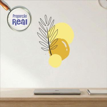 Imagem de Adesivo Floral Boho Amarelo Estilo Nórdico 50x35 Minimalista Mod.02