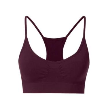 Imagem de Top Sutiã Nadador Fitness Sem Costura E Bojo She Microfibra, G, Bordô