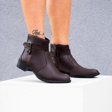 Imagem de Bota Feminina Cano Curto Salto Baixo Zíper Lateral Casual Confortável Dia A Dia-Feminino