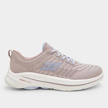 Imagem de Tênis Skechers Go Walk 8 Feminino, Bege, Azul, 36