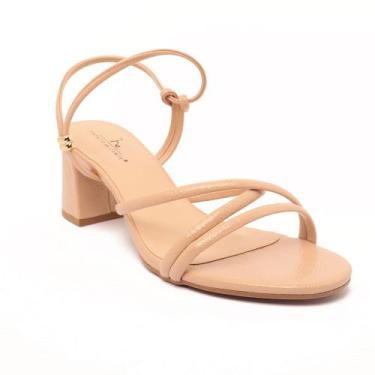 Imagem de Sandália Sapato da Corte Salto Bloco Médio Calce Fácil, Vz nude, 37