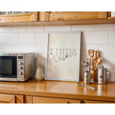 Imagem de Quadro Decorativo Cozinha em Linhas Retangular 30X40 em Vinil com Vidro Moldura Baixa P...