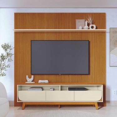 Imagem de Conjunto Rack e Painel Ripado Luna Linha Eras Madetec - Madetec Mveis,