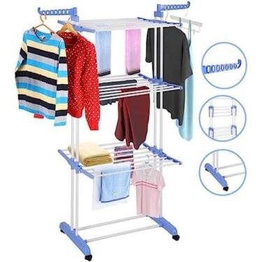 Imagem de Varal de Roupas Torre 3 Andares Inox Retrátil Compacto - Estoquee