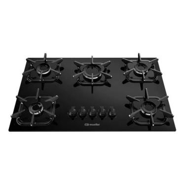 Imagem de Cooktop Mueller 5 Bocas com Queimador Ultra Chama Preto, Bivolt
