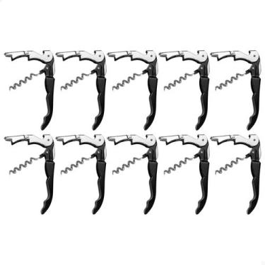 Imagem de Kit 10 Abridor de Garrafa Vinho Saca Rolhas Aço Inox - FsVariedades