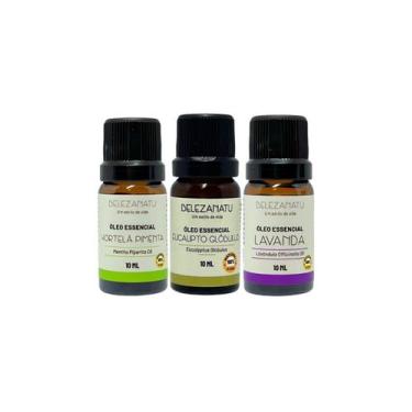 Imagem de Kit Óleos Essenciais Eucalipto, Hortelã Pimenta e Lavanda 10ml Belezan