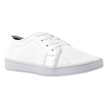 Imagem de Tênis Feminino Sapatênis Branco Casual Básico Verniz - Yzzamelo, Branc