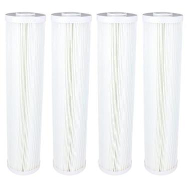 Imagem de Kit 4 Refil Filtro Água Plissado Lavável Big Blue 20 X 4 1/2 Branco - 