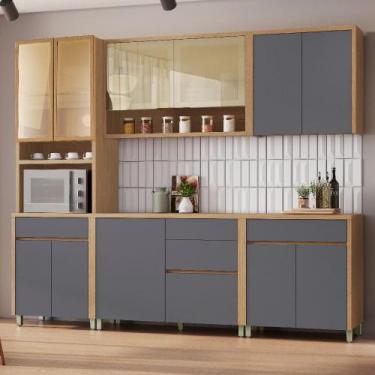 Imagem de Cozinha Modulada Condessa 5 Peças com Paneleiro 270cm Nesher, Carvalho